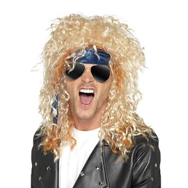 Heavy Metal Cosplay Wig, Long, Curl, Black Blonde Hair, Wig, Men's, Women's, 80's, Rocker, Heavy Metal, Punk Style, Fancy Dress Accessory, Halloween, Party Costume, Interesting, Headwear, Men, Women