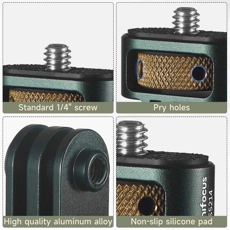 MINIFOCUS Gopro to 1/4" Adapter, Aluminum CNC Gopro Tripod Mount