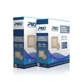 Premier Medical Bordered Silver Silicone Foam Dressing 4"x4" (Box of 10)