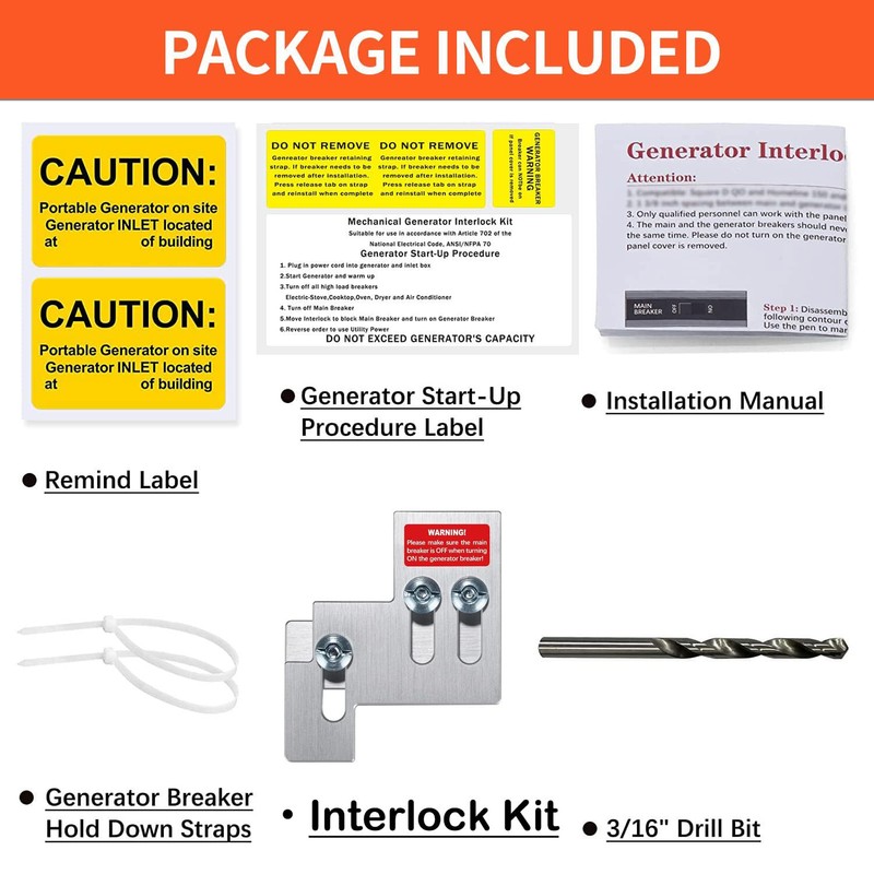 BOKECHY Generator Interlock Kit Multiple Styles Compatible with Square D