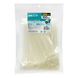 ELPA KBF-N200300 (WH) Cable Ties, 7.9 inches (200 mm), Pack of 300, Tensile Strength 48.8 lbs (22.2 kg), White