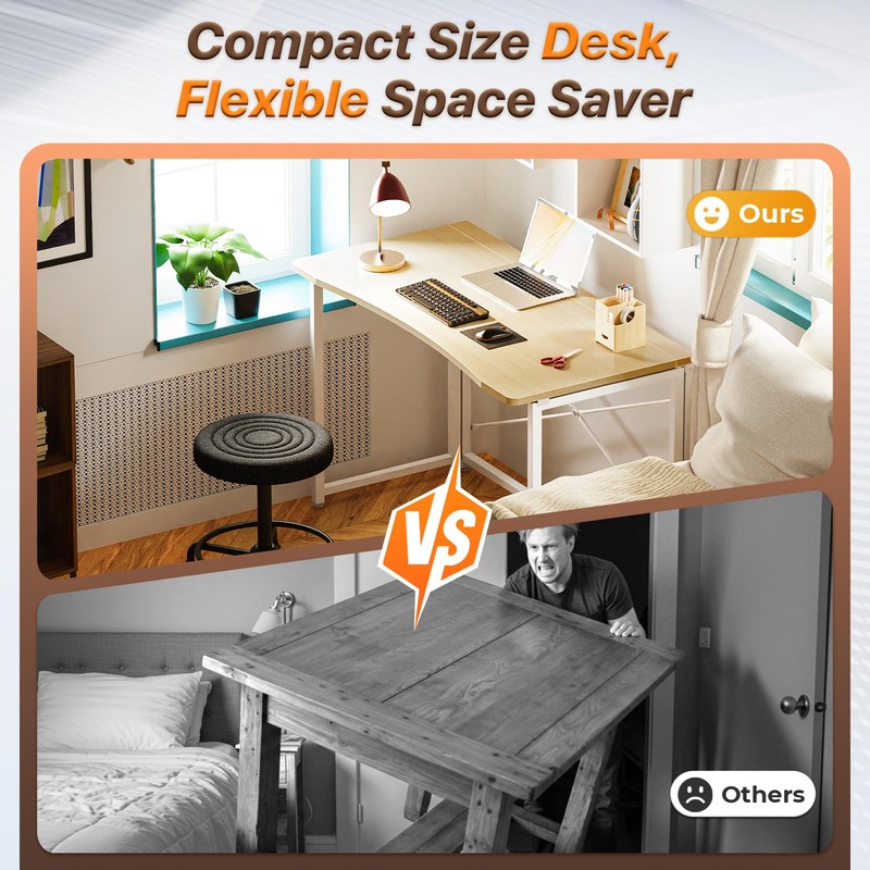 Huuger Folding Desk for Small Spaces, 39.3 Inch Foldable Computer