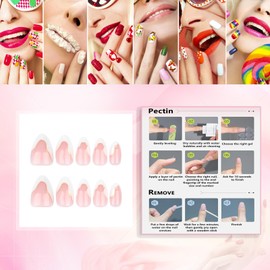 Rchovsam Short Almond Press on Nails French Tip Fake Nails White French Design False Nails White Stick on Nails Summer Full Cover Artificial Nails for Women 24pcs