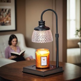 nearus NEARUS Candle Warmer Lamp, Auto Shut Off with Timer Control, Brightness Heat Level Control with Dimmable Switch, Height Adjustable Top-Down Candle Melting with 2 Bulbs(Black)