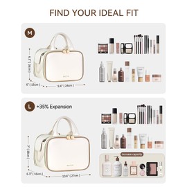 Prite Makeup Bag Cosmetic Bag Large Capacity Side Openings Travel Waterproof Portable Toiletry Bag with Handle and Multi Compartments