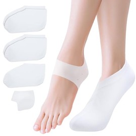 Segbeauty 6 calcetines hidratantes de algodón para mujer, 1 par de calcetines de silicona para el talón agrietado, cuidado de pies secos durante la no