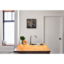 levandeo Wall Clock Glass 30 x 30 cm Glass Picture Spices Kitchen Herbs Wall Decoration Glass Clock Kitchen Clock