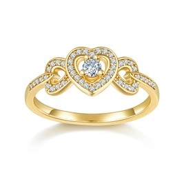 MINDDHA 14K Gold Plated Infinity Rings for Women, Heart Infinity Promise Ring, Stackable CZ Simulated Diamond Eternity Bands, Dainty Open, Minimalist Knuckle Rings, Non Tarnish Comfort Fit - Size 4-12