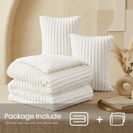 Quataly White Queen Comforter Set (3-Piece) – Cloud-Like Fleece Comforter (90"x90") with 2 Pillowcases, All-Season Luxury Bed Set