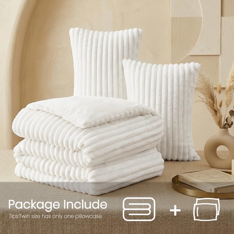 Quataly White Queen Comforter Set (3-Piece) – Cloud-Like Fleece Comforter