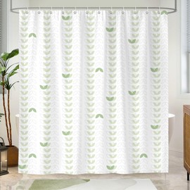 Dazzlewall Mint Green Geometric Shower Curtain, Abstract Pattern Modern Waterproof Bathroom Curtain 180x180cm, Mould Resistant Fabric Bath Decor with 12 Hooks