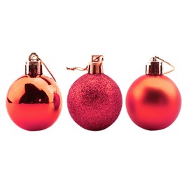 Bestjybt 24pcs 1.18" Small Christmas Ball Ornaments Shatterproof Christmas Decorations Tree Balls for Holiday Wedding Party Decoration, Tree Ornaments Hooks Included (Red, 3cm/1.18")