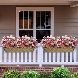 Window Boxes Planters: 2 Pack 30 Inch Railing Planter Box with Adjustable Brackets for Porch Fence Patio Balcony Hanging Flower Baskets with Coco Liners for Outdoor Garden Decor - Grey