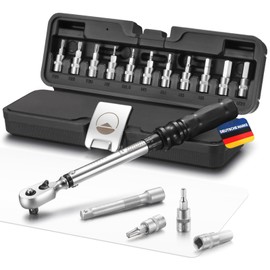 FLEXBERG Torque Wrench Bicycle Set 2-20 Nm, Torque Wrench 1/4, Precise Torque Wrench Set for Bike and Motorcycle, Bicycle Tool Set, Includes 11 Bits & Extension