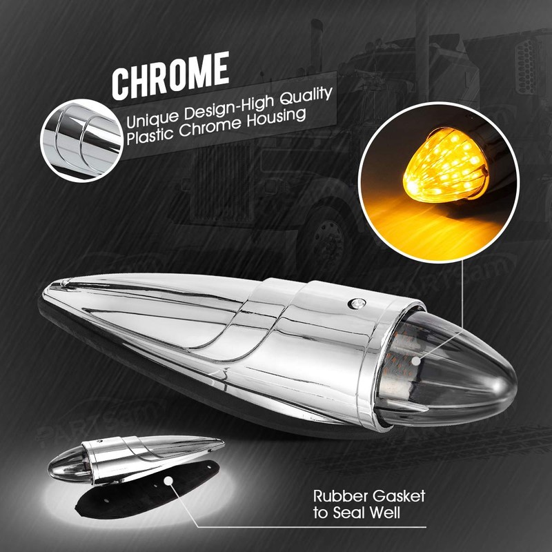Partsam 5PCS 21LED Smoke Torpedo Cab Marker Roof Running Top