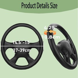 YUNZHISHIYE Universal Sewing Car Steering Wheel Cover, Car Accessories Interior, DIY Cowhide Car Steering Wheel Cover, Suitable for 37-39 Steering Wheel (Black Hole Full Hole)