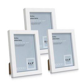 Q.Hou 6x4 Inch White Picture Photo Frame, 3 Packs, Real Glass Front for Tabletop or Mount(005UK-QH-PF4X6-WHT)