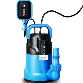 FOTING Sump Pump, High Flow Clean&Dirty Submersible Water Pump, Thermoplastic Electric Portable Utility Pump for Pool Draining Hot Tub Garden Basement, 1/2HP 4900GPH with Float Switch