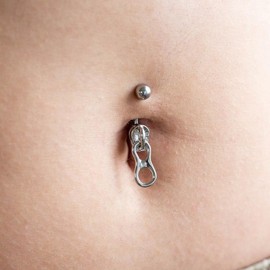 Zipper Belly Button Ring - Stainless Steel
