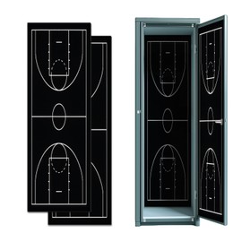 2 Pcs Locker Magnetic Wallpaper Basketball Court Black 12" x 36" Wall Magnetic Sticker Removable Locker Accessories Decor Easy Install for Office School