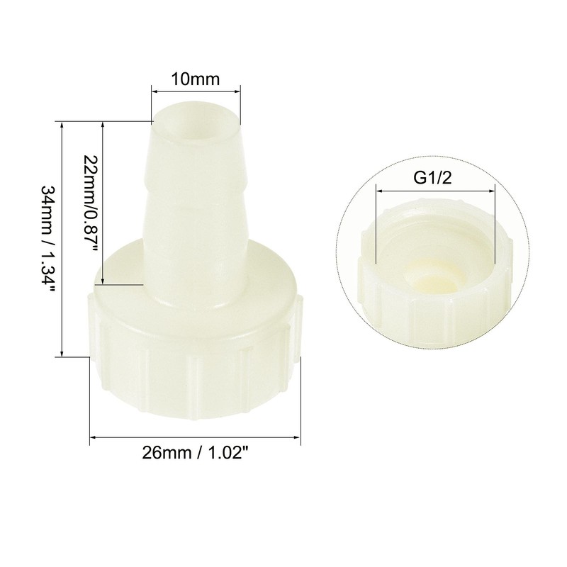 sourcing map ABS Hose Connector Coupling 10 mm Barb x