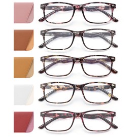 JOLISU 5 Pack Reading Glasses for Women, Spring Hinges Lightweight Readers Glasses,Blue Light Reading Glasses Anti Eyestrain (3.00)
