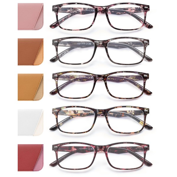 JOLISU 5 Pack Reading Glasses for Women, Spring Hinges Lightweight