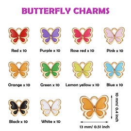 100 Pieces Colorful Butterfly Charms for Jewelry Making Enamel Butterfly Pendant Jewelry Butterfly Charm Alloy Butterfly Jewelry Charm for Necklace Bracelet Earrings DIY Supplies