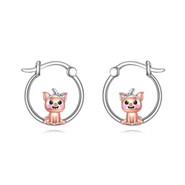 CUPENDA Pig Earrings 925 Sterling Silver Cute Animal Hoop Earrings Jewelry for Women Pig Lovers