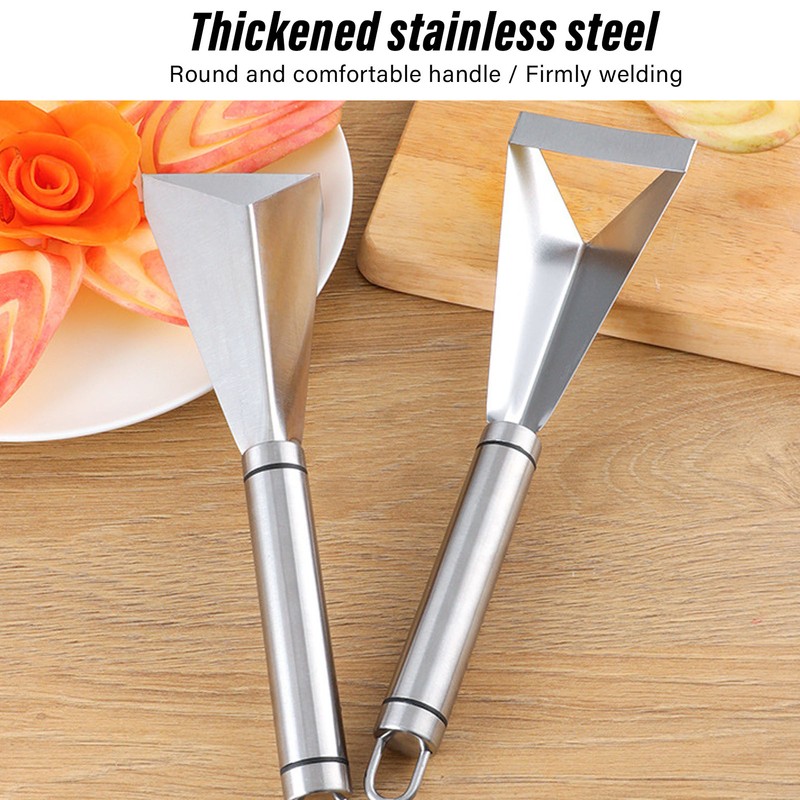 Fruit Vegetable Carving Knife Stainless Steel Triangular Shape Channel Knife