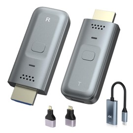 OQIMAX Wireless HDMI Transmitter and Receiver, 4K Decode 1080P@60Hz Output, 98FT/30M HDMI Radio Transmission, 5G+2.4G Plug & Play for Streaming Video Audio from PC/Laptop/Camera to TV, Projector