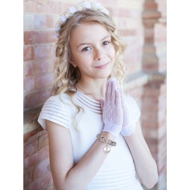 Girls Pink Sparkly First Holy Communion Charm Bracelet with Gift Box