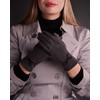 Rose Black Winter Gloves for Women - with Cute Bow
