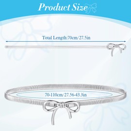 Classicseali Silver Belts for Women, Metal Bow Belts for Women, Adjustable Fashion Belt for Woman Dresses, Suitable for Woman Dresses, Formal Jeans and Shirts