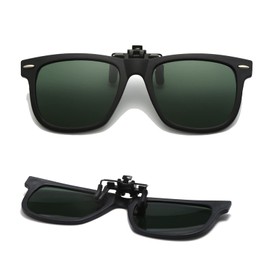 Long Keeper Sunglasses Attachment Glasses Polarised Children's Sunglasses Clip Children's Glasses for Glasses Wearers with UV Protection for Boys Girls, dark green