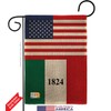 Historic US Alamo Burlap Garden Flag Set Wood Dowel Patriotic