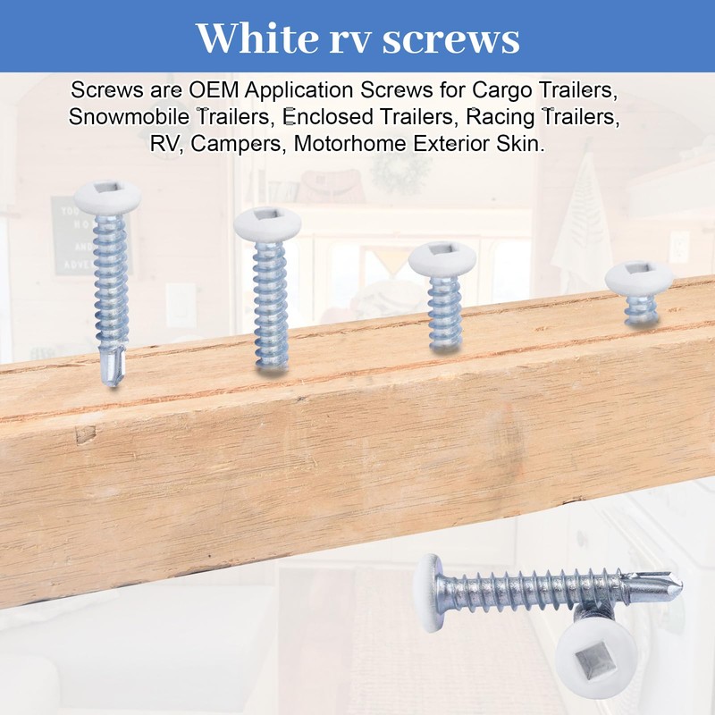White Square Head Self Tapping Screws RV Trailer 8 X