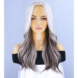 BERON Blonde Brown Wigs Long Wavy Wig for Women Curly Highlights Color Girls Wig Heat Resistant Synthetic Hair Wigs for Cosplay Party Daily or Used