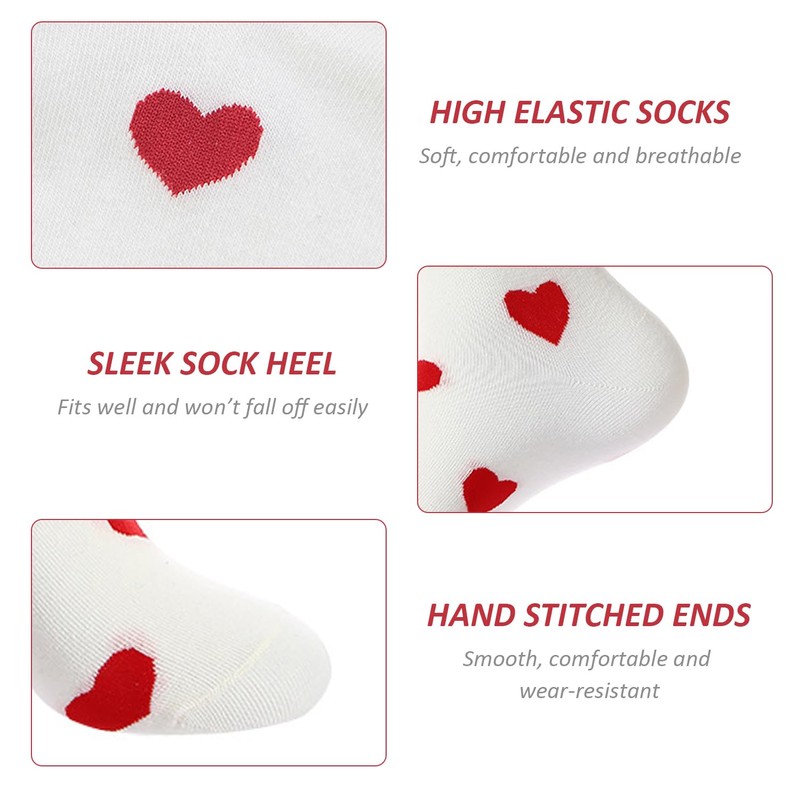 4 Pairs Of Love Printed Socks, Soft Mid-Calf Socks, Cute