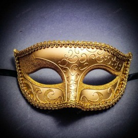 iLoveMasks Classic Glitter Venetian Masquerade Mask-Gold