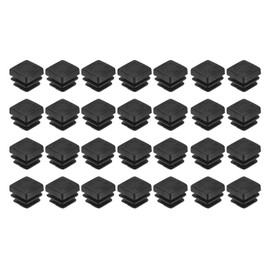 uxcell 28Pcs Square Plastic Plugs, 10 x 10mm/0.39 x 0.39inch PE Pipe Tubing End Caps for 9mm/0.35inch Square Tube Furniture Chair Leg, Black