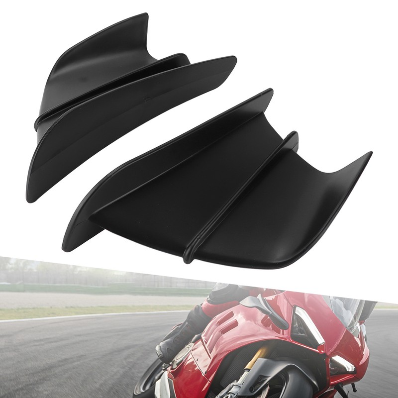 1 Pair Motorcycle Front Winglet Aerodynamic Wing Universal Black Replacement