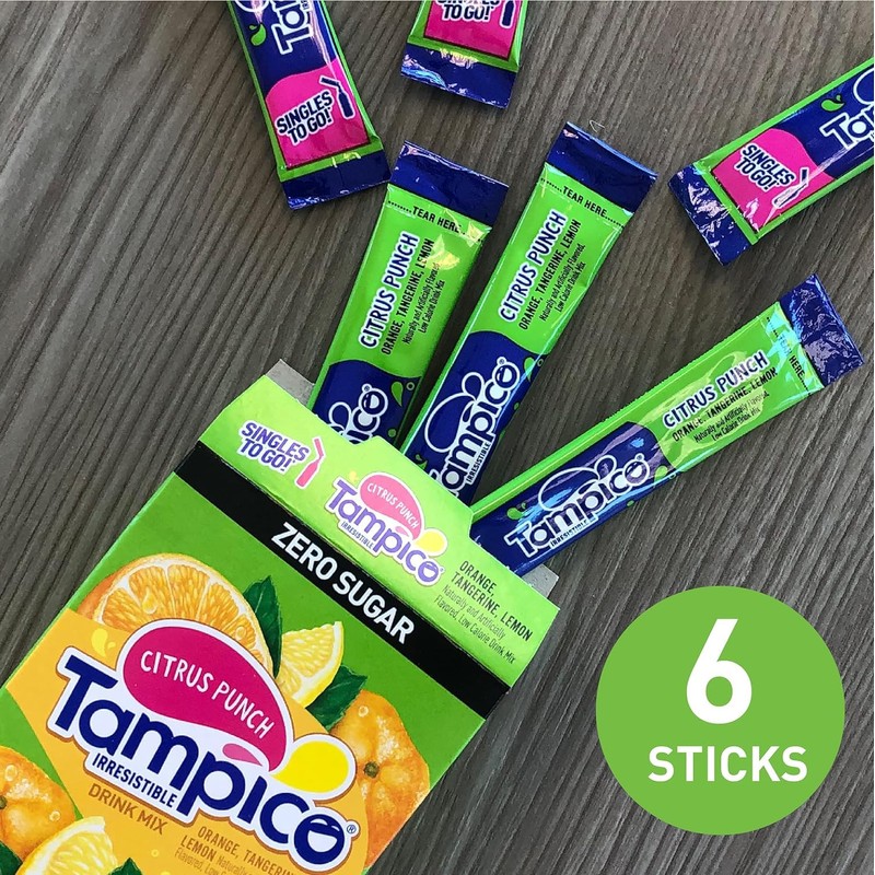SINGLES TO GO! Tampico Drink Mix Packets, Citrus Punch, Zero
