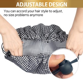 Fishent Extra Large Shower Caps for Women and Girls, Reusable Waterproof Washable Shower Cap for Long Hair, Super Cute and Adjustable for Spa Home Salon Use