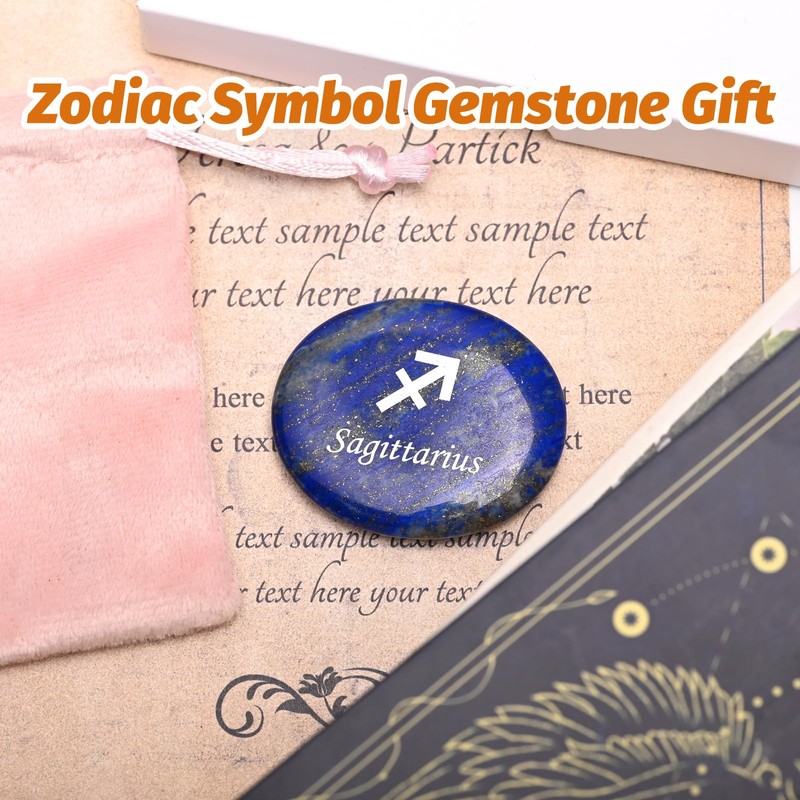 Gemstone Worry Stone, Natural Hand Carved Crystal Zodiac Anxiety Relief