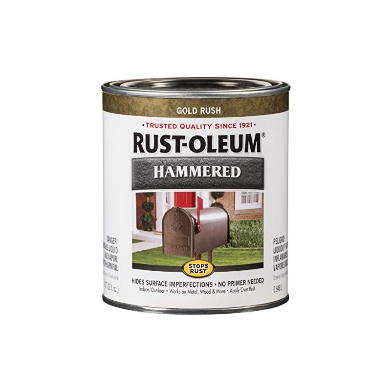 Rust-Oleum 7210502 Stops Rust Hammered Finish Paint, Quart, Gold