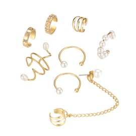 Gatuida 8pcs Non Piercing Pearl Ear for Men Women Unique Clip Earrings Comfortable Durable Ear Jewelry for Special Occasions