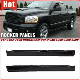 YLT Auto For 2002-2008 Dodge Ram Quad Cab 1500 2500 3500 Pair Black Rocker Panels LH & RH