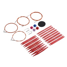 Interchangeable Circular Knitting Needles Set Sizes US 2.5, 3, 4, 5, 6, 7, 8, 9, 10, 10.5, 11, 13, 15 with Cables, Accessories and Case (Rose Red)