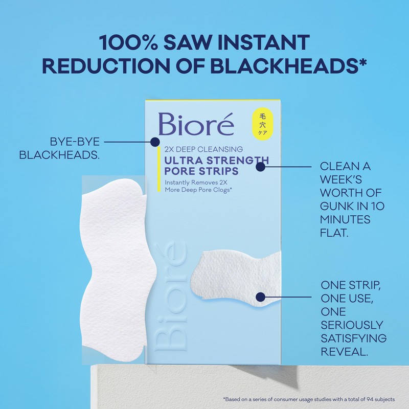 Bioré Witch Hazel Ultra Strength Blackhead Remover Pore Strips, Clears